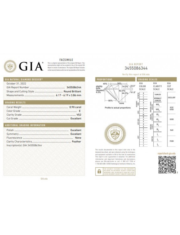GIA 0.90cts E/VS2
