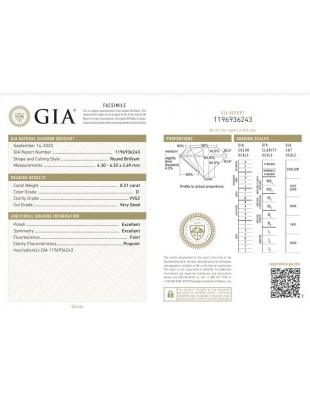 GIA ROUND 0.31cts D/VVS2