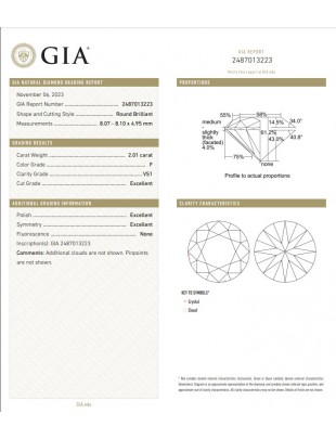 GIA 2.01cts F/VS1