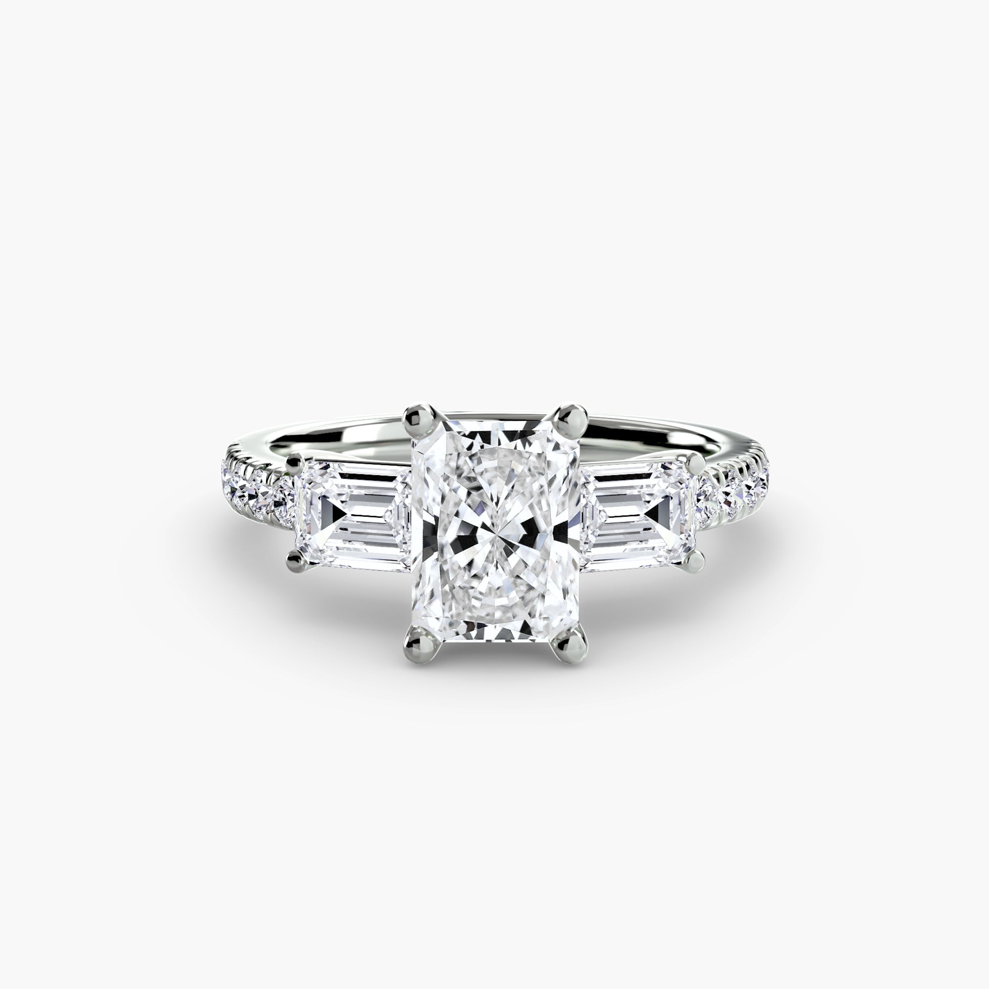 Three-Stone Ring with Pavé Band 4