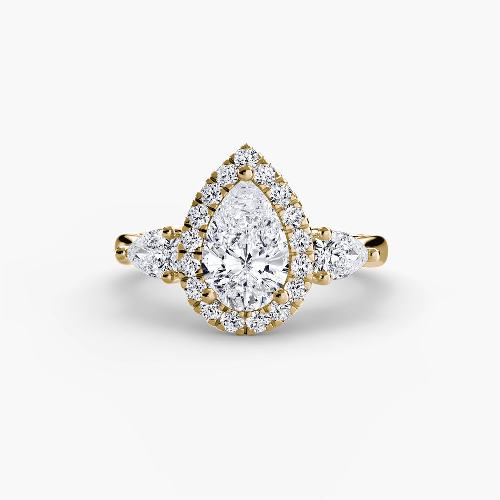 Three-Stone Ring with Halo