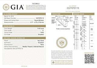 GIA ROUND 0.40cts D/VVS2